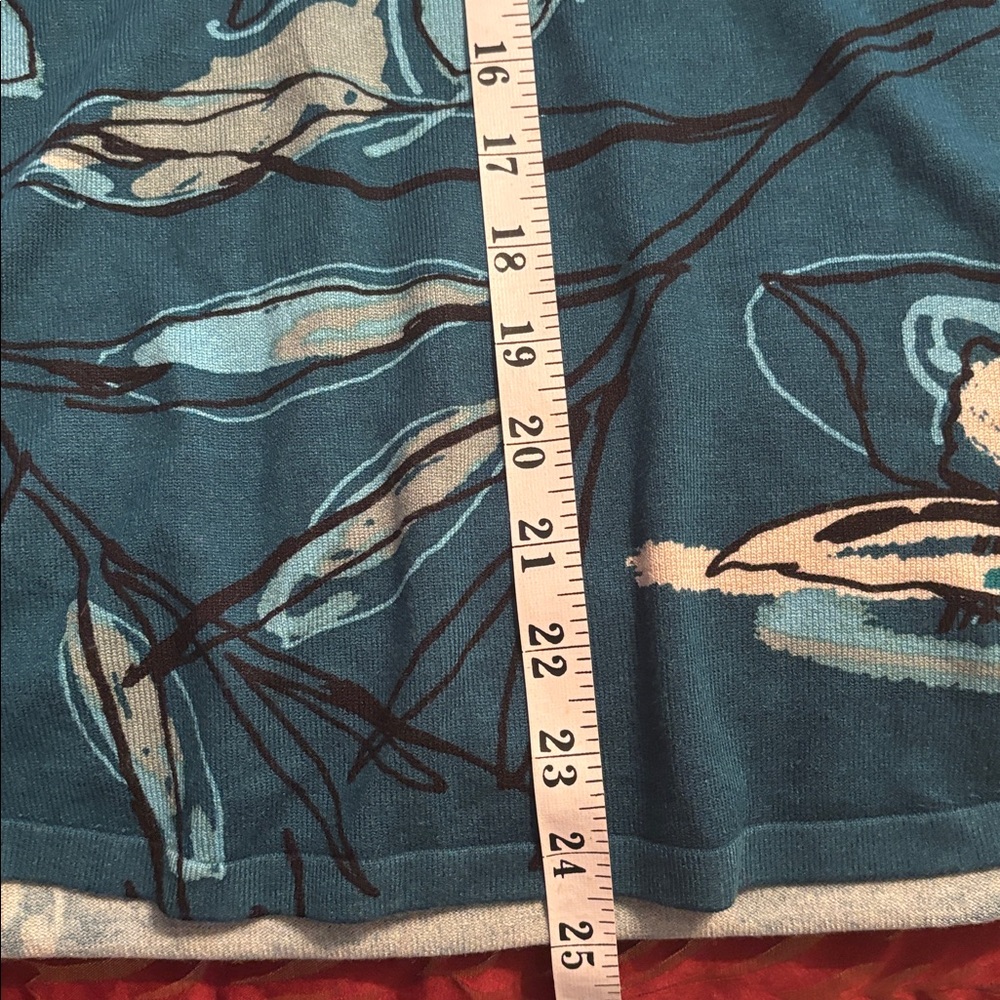 Chico's Teal and Cream Floral knit top - Picture 5 of 5